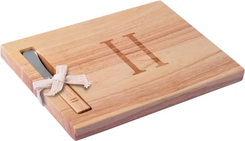 Vista 20 de Miicol Tabla de madera para charcutería, tabla de queso con monograma de 10 pulgadas, tabla de cortar inicial personalizada con esparcidor, regalo