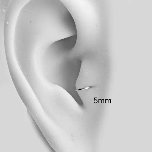 Vista 13 de Piercing de aro de plata de ley calibre 20 hecho a mano para el tabique de las cejas, cartílago, nariz, tragus