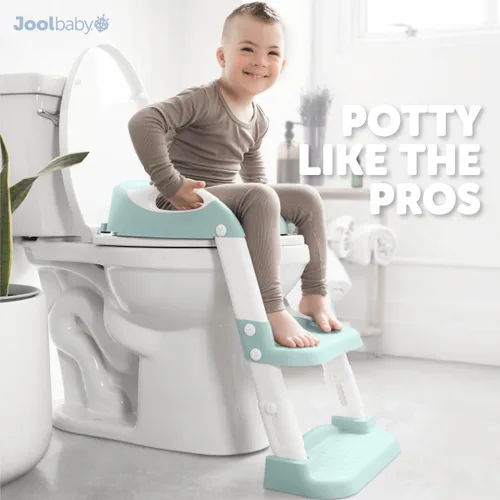 Vista 8 de Jool Baby Asiento de Entrenamiento para Ir al Baño con Escalera de 2 Escalones para Niños Pequeños - Protector contra Salpicaduras, Altura Ajustable