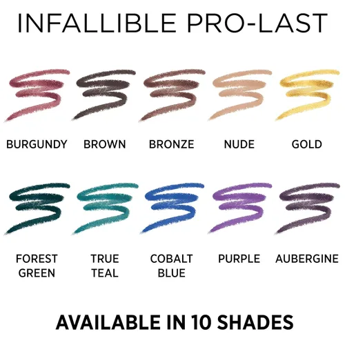 Vista 6 de L'Oreal Paris Makeup Infallible Pro-Last Lápiz delineador de ojos, impermeable y resistente a las manchas, se desliza con facilidad para crear