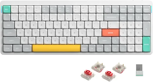 Vista 17 de nuphy Teclado mecánico inalámbrico Air96 V2, teclado retroiluminado RGB de 100 teclas, compatible con Bluetooth 5.1, 2.4G y conexión con cable