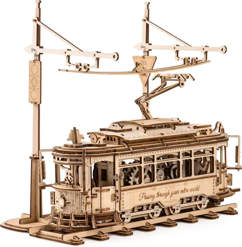RoWood Rompecabezas 3D para adultos, kit de modelo de automóvil, rompecabezas de madera 3D, modelo de tranvía mecánico, kit de construcción de