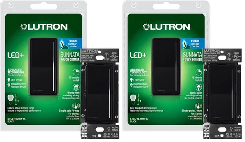 Vista 23 de Lutron Sunnata Interruptor accesorio de encendido/apagado, solo para uso con reguladores LED+ Sunnata, ST-AS-BL, Negro