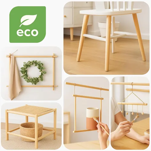 Vista 4 de 50 tacos de madera de bambú, varillas de manualidades de 12 pulgadas, palos naturales para manualidades y bricolaje