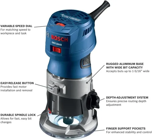Vista 2 de Bosch GKF125CEK Colt 1.25 HP (máx.) Kit de enrutador de palma de velocidad variable