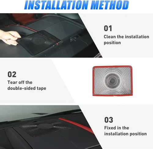 Vista 6 de Cubierta de altavoz de tablero de automóvil de acero inoxidable negra para Jaguar F-Type 2013-2023 Accesorios interiores de malla para consola