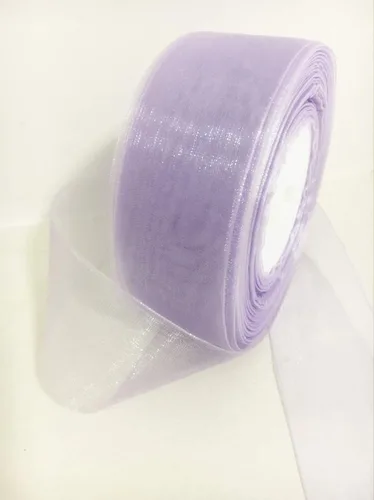Cinta transparente de organza lavanda de 1-1/2 pulgadas para decoración floral y artesanal, rollo de 50 yardas