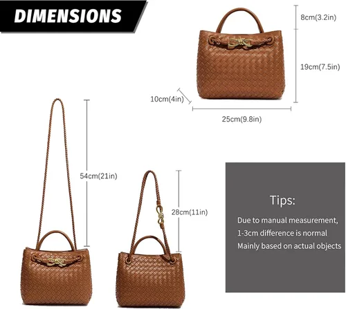 Vista 3 de Bolsa tejida para mujer, bolsa tejida con asa superior, bolsa de hombro tejida, bolsa cruzada