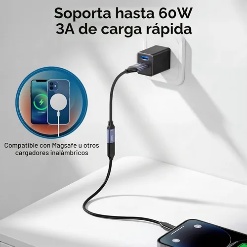 Vista 3 de USB C Female to USB Male Adapter, USB to USB C Cable Adapter A-azul