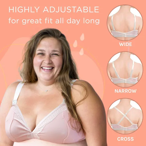 Vista 3 de The Dairy Fairy Brasier de bombeo de rosas manos libres para lactancia materna y lactancia, suave, cómodo, brasier para dormir