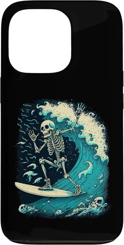 Vista 10 de Funda para iPhone 11 Pro con diseño de esqueleto de surf para colgar diez impresionantes calaveras onduladas