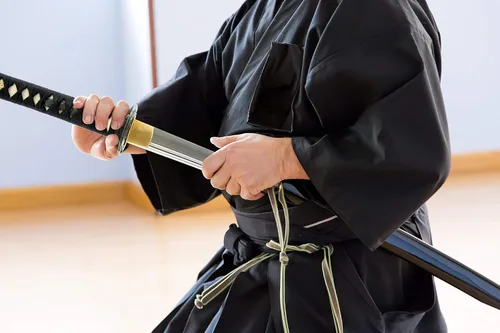 Vista 7 de HMS Espada katana samurai japonesa, Tsuba con patrón de bambú, forjada a mano, acero al carbono 1095, templado con arcilla, espiga completa, afilada