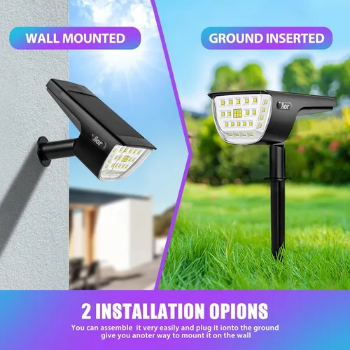 Vista 6 de JIOR Luces solares para exteriores, 32 focos solares LED de paisaje, 7 modos de color, luces solares impermeables IP67, luces solares de jardín 2