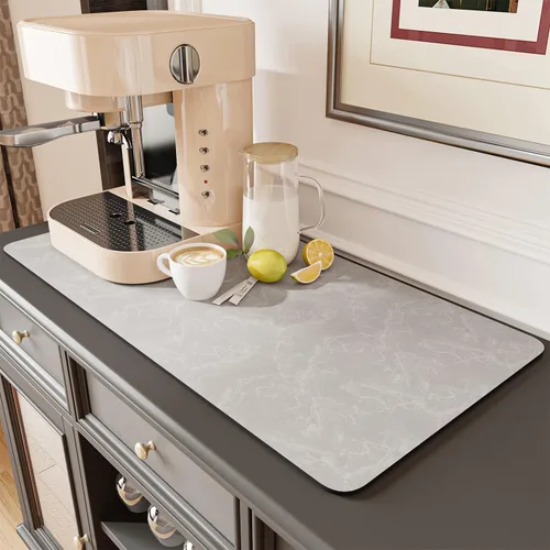 Vista 29 de AMOAMI Tapete de café absorbente con parte trasera de goma para secar platos para encimera de cocina, accesorios de bar para debajo de la cafetera