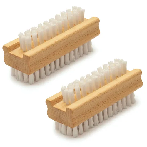 Vista 10 de Konex Cepillo de manos y uñas de madera antideslizante de dos lados. Cepillo de uñas para limpieza y fregado de uñas. Cepillo de uñas resistente