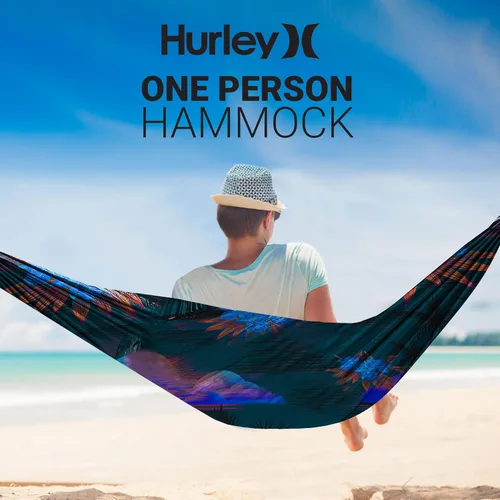 Vista 2 de Hurley Hamaca de camping Duo – Hamaca portátil para 1 persona para camping, hamaca resistente con tela de nailon de paracaídas – Accesorios