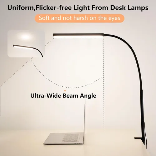 Vista 6 de Lámpara de escritorio LED para oficina y hogar, luz de escritorio ajustable y flexible para el cuidado de los ojos con 5 modos y 10 ajustes