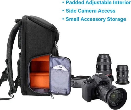 Vista 4 de MOSISO Camera Backpack,DSLR/SLR/Mirrorless Photography Waterproof 17.3 inch Camera Bag with Front Hard Shell&Laptop Compartment&Tripod Holder&Rain
