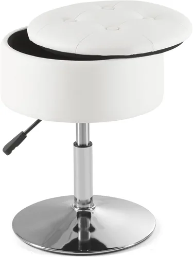 Vista 11 de Gitrah Silla de Tocador Negra para Cuarto de Maquillaje Taburete de Tocador para Cuarto de Maquillaje Redondo Acolchado de Cuero PU Silla