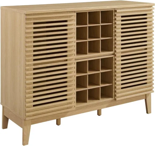 Vista 10 de Modway Render Mid-Century - Armario moderno para bar de vinos, color carbón, 17 x 46 x 37 pulgadas