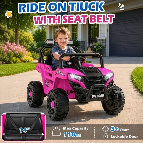 Vista 3 de Winado 12V Ride on Off-Road UTV, coche eléctrico para niños con control Negro