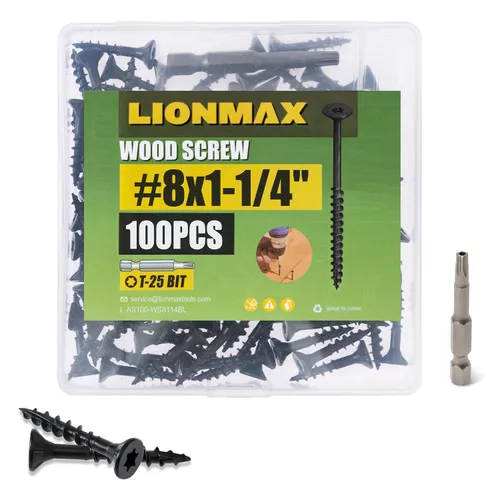 Vista 40 de LIONMAX Tornillos de cubierta de 3/4 pulgadas, tornillos para madera #8 x 3/4 pulgadas, 100 unidades, resistentes a la corrosión, revestimiento