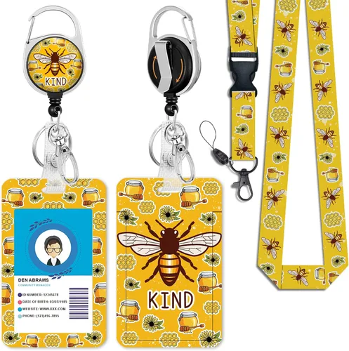 Vista 43 de Giancomics Soporte para tarjetas de identificación negro con cordón, cordones para insignias de identificación con carrete de insignia retráctil