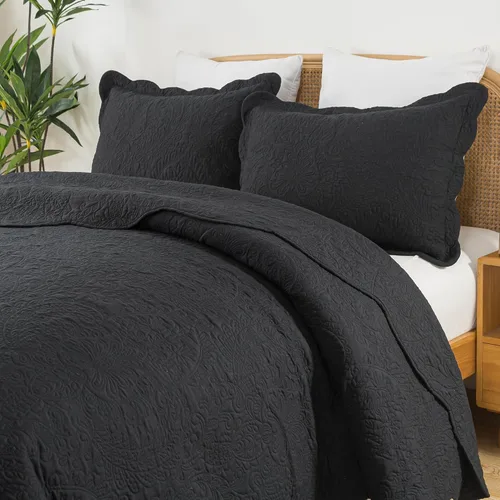 Vista 17 de HoneiLife Juego de ropa de cama tamaño Queen, juego de edredón de microfibra para cama Queen, colchas ligeras de 3 piezas, edredones reversibles