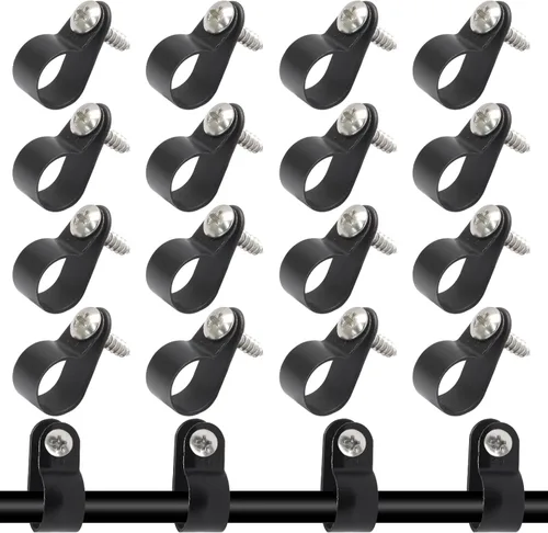 Vista 5 de 50 abrazaderas de alambre de nailon negro de 1/2 pulgada para montaje de tornillo tipo R, abrazadera de alambre de 0.520 in para gestión de cables