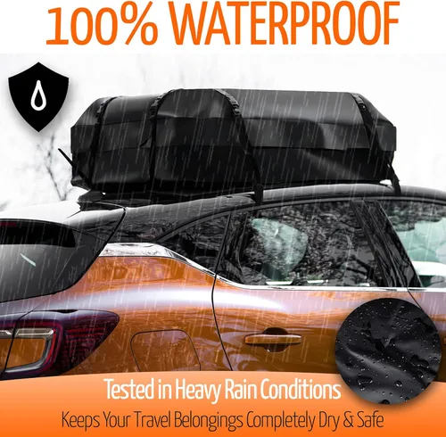 Vista 4 de ZONETECH - Bolsa de carga para techo de coche resistente al agua con tapete antideslizante protector – 8 correas reforzadas de calidad premium