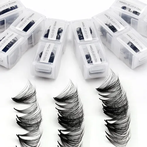 Vista 13 de Racimos de pestañas 60D/80D, extensiones de pestañas DIY, pestañas rizadas D, racimos de pestañas esponjosas, longitud mixta 12-16 mm, racimos