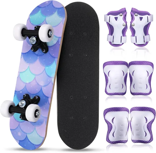 Vista 20 de Honoson Juego de 7 piezas de rodilleras, coderas y muñequeras para patinetas para principiantes y niños pequeños