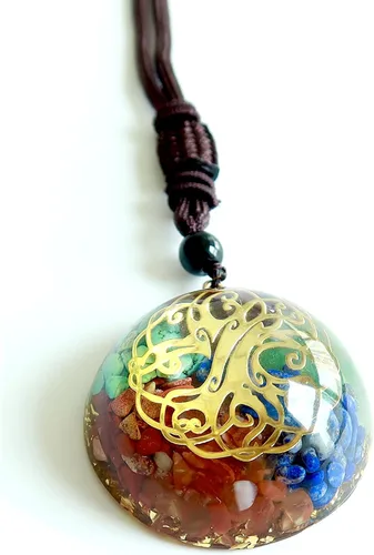 Collar con colgante de orgón, árbol de la vida, geometría sagrada, flor de la vida, reiki, 7 chakras, cristales curativos, piedras para hombres y
