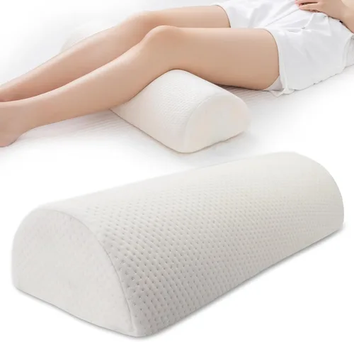 Vista 8 de Almohada de rodilla Half Moon Bolster, almohada de espuma viscoelástica para aliviar el dolor de espalda, cuña lumbar redonda para piernas que