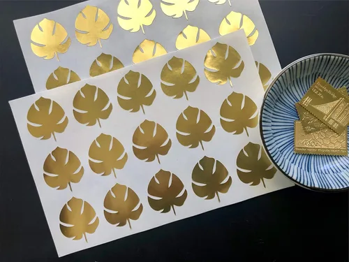 Vista 6 de 30 Gold Foil Monstera Stickers, Monstera Leaves, Plant Leaf Stickers, Tropical Stickers, Gold Labels For Envelopes