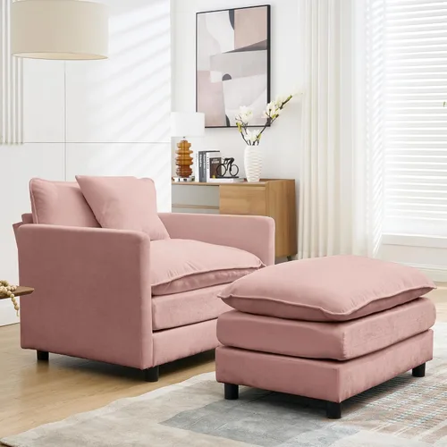 Vista 17 de Sofá modular modular de pana de 108.27 pulgadas, moderno juego de sofá para sala de estar con 3 asientos, 1 otomana y 3 almohadas, cómodos sofás