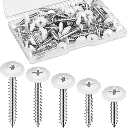 Peryiter 150 tornillos de obturador #8 con cabeza blanca de 1/2 pulgada, 3/4 pulgadas, 5/8 pulgadas, 1 pulgada, 1-1/2 pulgadas, tornillos blancos