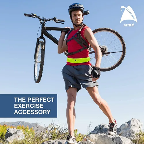 Vista 9 de Athlé - Cinturón para correr para ejercicio y viajes, dos bolsillos elásticos para la mayoría de teléfonos, billetera, tarjetas y más, clip