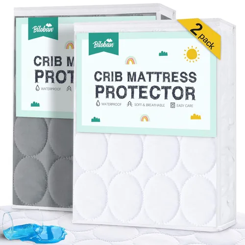 Vista 11 de Sábanas Protectoras de Colchón para Cuna Impermeables Paquete de 2, Funda Acolchada de Protector de Colchón para Cuna Ajustable para Colchón de Cama
