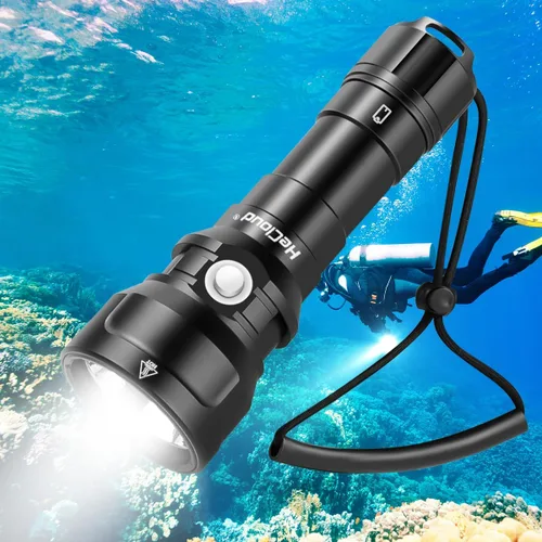 Linterna de buceo de 873 pies de profundidad, linterna submarina para seguridad de buceo, luz de buceo, recargable IPX8 impermeable, 3 modos,