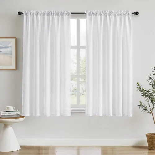 Vista 38 de HOMEIDEAS - Cortinas semitransparentes de privacidad blancas que no se transparentan, 52 x 96 pulgadas Blanco
