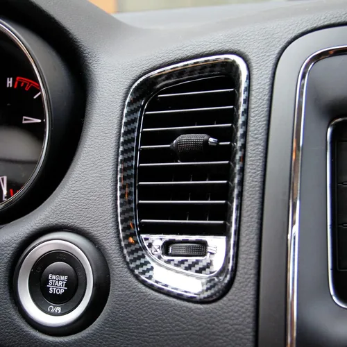 Vista 2 de Cubierta de rejilla de ventilación de tablero de fibra de carbono, kit de moldura de salida de aire acondicionado para Dodge Durango 2011-2020