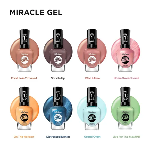 Vista 132 de Sally Hansen Miracle Gel™ x Jared McCain, GOAT Gold, Larga duración, fórmula tipo gel, sin necesidad de lámpara UV, esmalte de uñas dorado