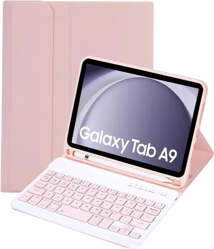 Vista 7 de Funda de teclado para Samsung Galaxy Tab A9 de 8.7 pulgadas 2023, teclado desmontable con soporte para lápiz, funda protectora para tablet Tab A9