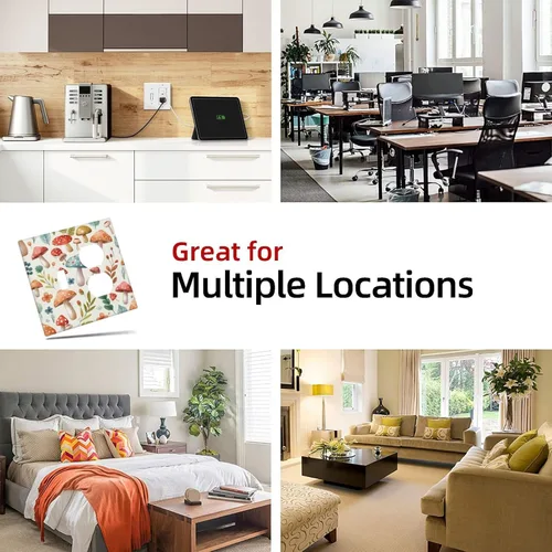 Vista 8 de Cubierta decorativa para interruptor, placa de interruptor de luz de 2 bandas, 1 placa de interruptor de luz dúplex de palanca, placas de pared GFCI