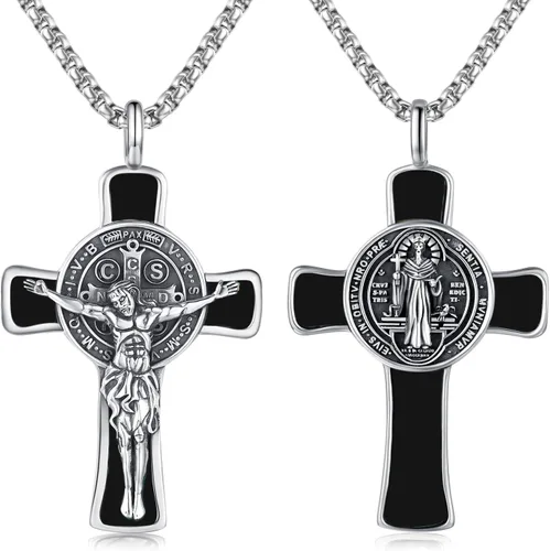 Collar de plata de ley 925 con medalla de San Patrón, regalo de joyería católica para hombres y mujeres