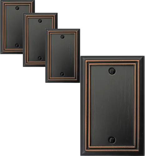 Vista 13 de OKAWYC Adler - Placa de pared de metal para interruptor de luz de decoración individual, paquete de 2 unidades de bronce envejecido de 1 banda