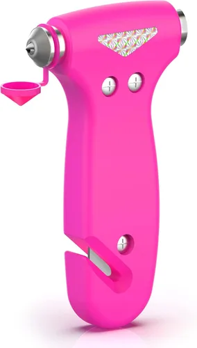Vista 15 de THINKWORK Martillo de seguridad para automóvil para regalos de adolescentes y damas, paquete de 2 herramientas de escape de emergencia tres en uno