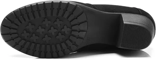 Vista 4 de VJH confort Botines para mujer, con cordones, punta redonda, cómodos, de tacón bajo, con cremallera lateral