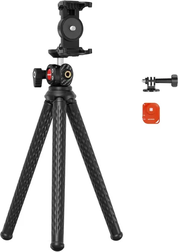 NEEWER Trípode para cámara con control remoto, mini trípode flexible para teléfono con adaptador de montaje de cámara de acción, soporte oculto para